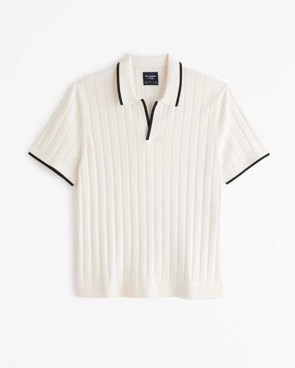 Ribbed Contrast Trim Polo