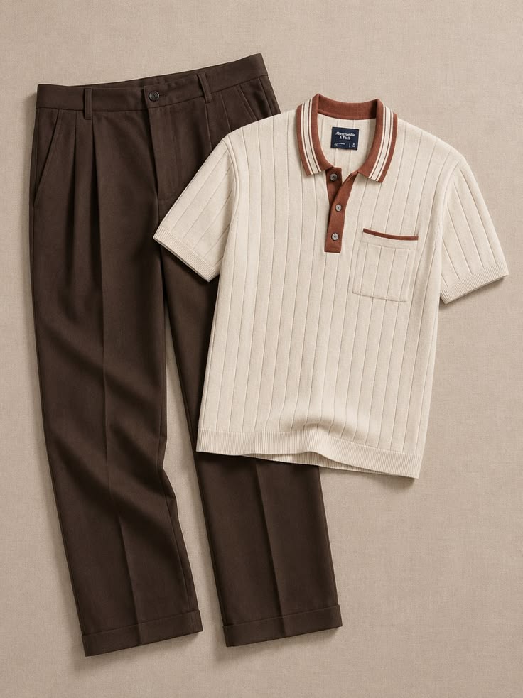 Ribbed Polo & Tailored Trousers Set